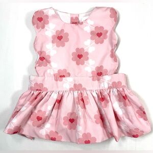 CECIL AND LOU Baby Girl Pink Heart Flower Dress 18M Scalloped Trim Preppy Spring